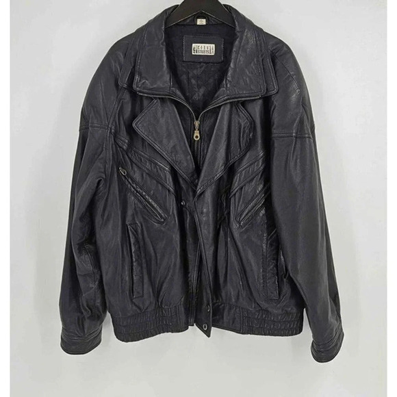 Vtg City Streets 11935 Genuine Leather Moto Quilted Jacket Zip Snap Closure XL